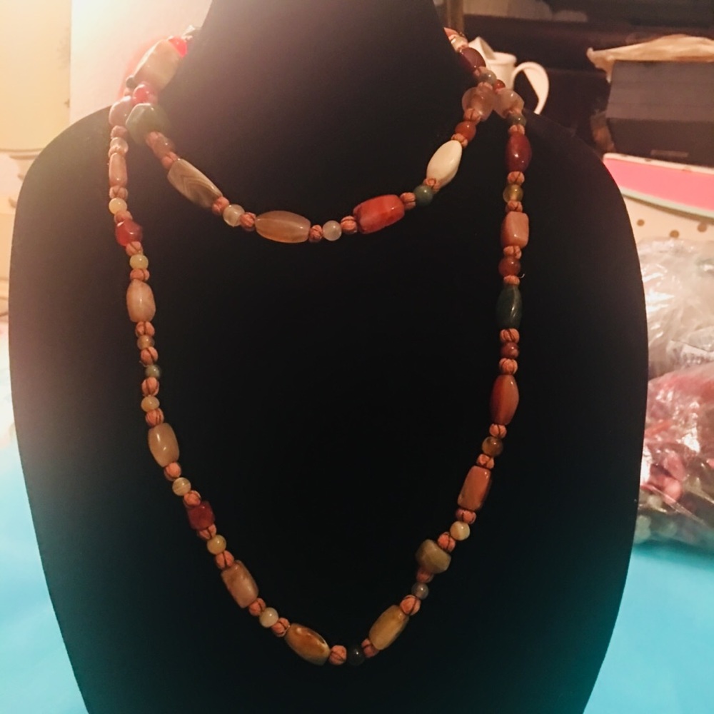 Bohemian Natural Gemstone Handmade Long Necklace - Picture 2 of 8